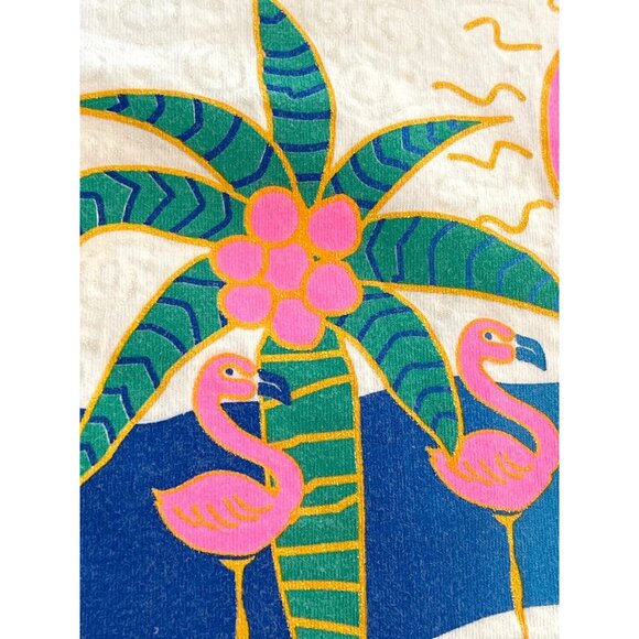 White Cotton Pink Flamingo St Maarten Island Art Tropical Souvenir T Shirt XL - Picture 7 of 14